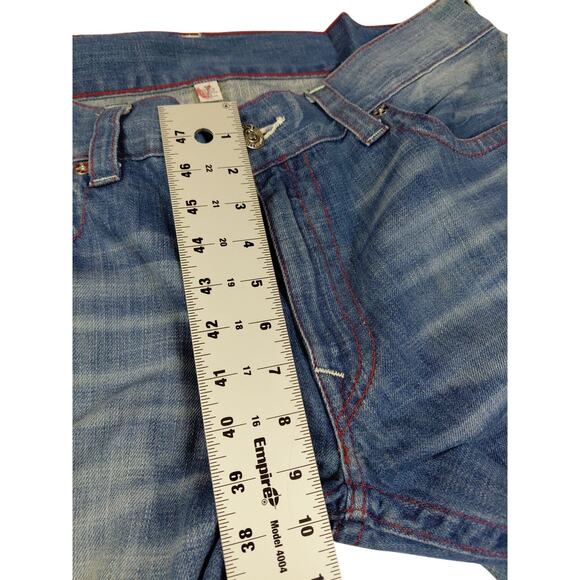 True Religion World Tour Straight Leg Jeans Embroidered Pockets 40x30 - Picture 11 of 14